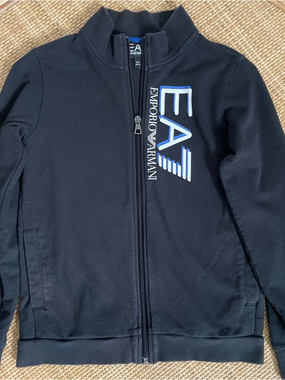 Emporio Armani Black Jacket with Blue and White Logo